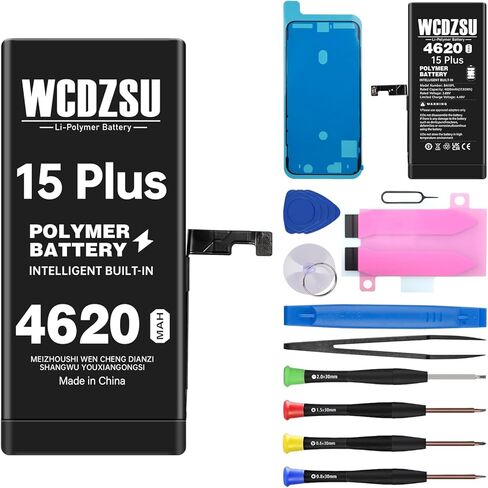 Battery Replacement for iPhone 15 Plus 4620mAh New 0 Cycle High Capacity Li-Polymer Battery for iPhone 15 Plus with Repair Tool Kit Model A3094 A2847 A3093 A3096 in Saudi Arabia