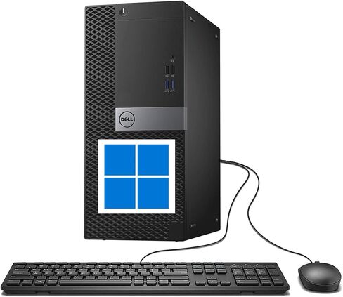كمبيوتر Dell Optiplex 7040 Mini Tower، كمبيوتر سطح المكتب Windows 11 i5 PC، Intel Core i5-6500T، 256GB SSD، 8GB RAM، لوحة مفاتيح وماوس RGB، HDMI، دعم 4K (متجدد) in Kuwait