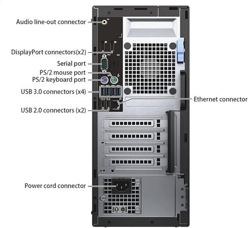 كمبيوتر Dell Optiplex 7040 Mini Tower، كمبيوتر سطح المكتب Windows 11 i5 PC، Intel Core i5-6500T، 256GB SSD، 8GB RAM، لوحة مفاتيح وماوس RGB، HDMI، دعم 4K (متجدد) in Kuwait
