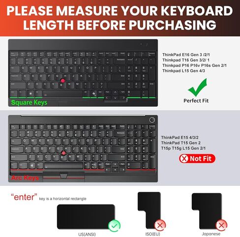 Keyboard Cover for Lenovo ThinkPad E16 Gen 3/Gen 2/1 16", Thinkpad T16 P16 P16v P16s Gen 3/Gen 2/Gen 1 16", ThinkPad L15 Gen 4/3 15.6" Laptop(NOT Fit Z16, L15 Gen 2/1) -Black in Saudi Arabia