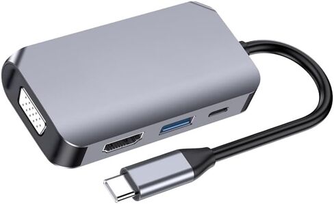 محور محول USB C، 4 في 1 USB من النوع C إلى 4K HDMI وVGA وUSB3.0 وUSB-C PD محطة إرساء متعددة المنافذ متوافقة مع سلسلة MacBook وChromebook وZenbook وغيرها من أجهزة النوع C in Saudi Arabia