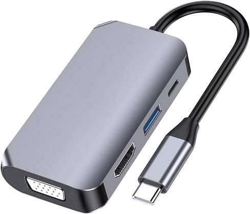 محور محول USB C، 4 في 1 USB من النوع C إلى 4K HDMI وVGA وUSB3.0 وUSB-C PD محطة إرساء متعددة المنافذ متوافقة مع سلسلة MacBook وChromebook وZenbook وغيرها من أجهزة النوع C in Saudi Arabia