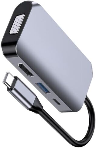 محور محول USB C، 4 في 1 USB من النوع C إلى 4K HDMI وVGA وUSB3.0 وUSB-C PD محطة إرساء متعددة المنافذ متوافقة مع سلسلة MacBook وChromebook وZenbook وغيرها من أجهزة النوع C in Saudi Arabia