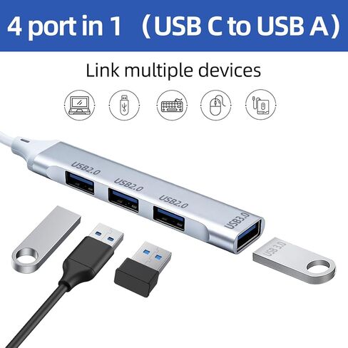 USB c Extender Hub 4 Ports, USB Multiple Adapter Hub, USB A Splitter for Laptop, Xbox, Flash Drive, HDD, Console, Printer, Camera, Keyborad, Mouse and More in Saudi Arabia