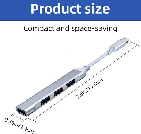 USB c Extender Hub 4 Ports, USB Multiple Adapter Hub, USB A Splitter for Laptop, Xbox, Flash Drive, HDD, Console, Printer, Camera, Keyborad, Mouse and More in Saudi Arabia