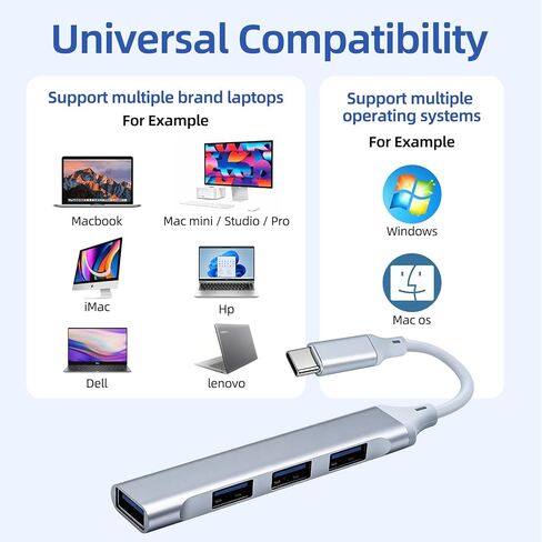 USB c Extender Hub 4 Ports, USB Multiple Adapter Hub, USB A Splitter for Laptop, Xbox, Flash Drive, HDD, Console, Printer, Camera, Keyborad, Mouse and More in Saudi Arabia