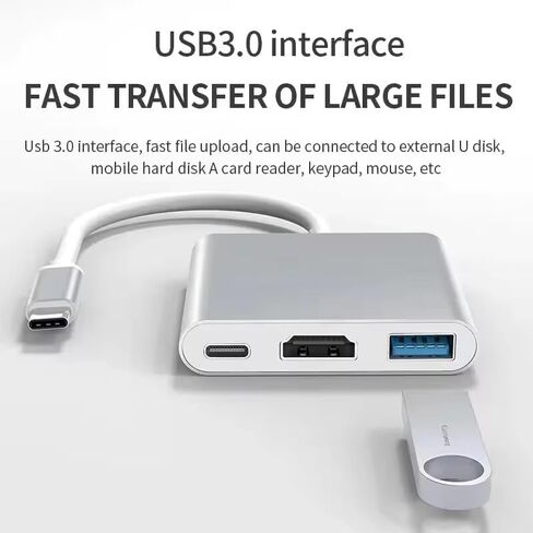 USB C to HDTV Multiport Adapter Cable with Charging Port, USB C Hub, Type-C to USB Adapter with 4K HDMI, USB3.0, 100W Power Delivery, Supports high Speed Data Transfer up to 5Gbps Multi-Port Adapter in Saudi Arabia