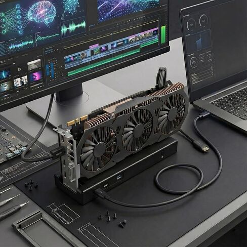 حاوية TREBLEET eGPU بسرعة 80 جيجابت في الثانية، متوافقة مع Thunderbolt 5 وUSB4، وحدة معالجة الرسومات الجرافيكية الخارجية مع وحدة تحكم JHL9480، تدعم شحن PD 140 وات، سلسلة ديزي، دعم طاقة DC/SFX/ATX، لنظام التشغيل Windows وMac in Kuwait