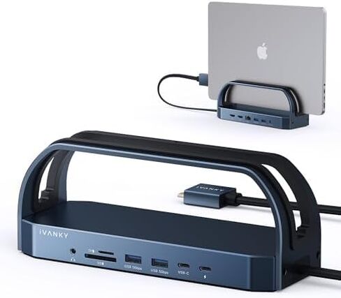 iVANKY 12-in-2 FusionDock 2 Vertical Docking Station Stand for MacBook Pro with 150W Power Adapter, Dual 4K@60Hz Monitor Dock for Mac M3/M4/M5 Pro/Max Display 2x HDMI,96W PD,6 USB,Ethernet SD/TF/Audio in Saudi Arabia