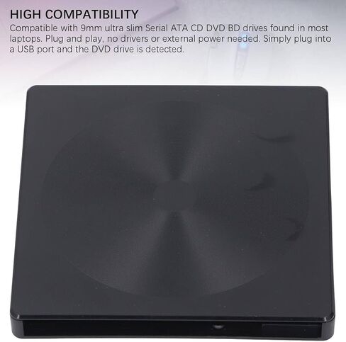 حاوية محرك الأقراص الضوئية الخارجية Pomya، USB 3.0 Type CA 5 جيجابت في الثانية، لمحرك أقراص CDDVDBD مقاس 9 مم، التوصيل والتشغيل لأجهزة الكمبيوتر المحمول ونظام التشغيل، محمولة مع كابل مدمج in Kuwait