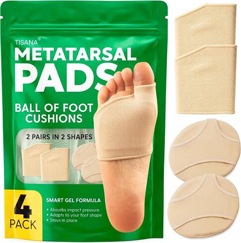 Metatarsal Pads for Women & Men – Gel Ball of Foot Cushions – Bunion & Callus Cushions for Shoes – Toe Sleeves & Foot Brace with Metatarsalgia Insoles, Reusable Forefoot Support (Women US: 6.5–9.5) in Saudi Arabia