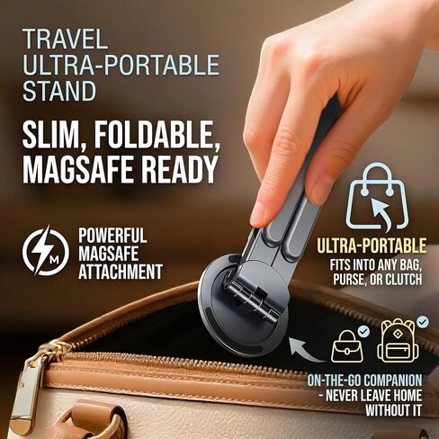 Magnetic Laptop Stand, 3-in-1 Portable Foldable Laptop Riser with Magnetic Phone Holder, Aluminum Adjustable Ergonomic Mount for Desk - Travel Stand Fits 10-16" MacBook Pro Air, iPad, iPhone in Saudi Arabia