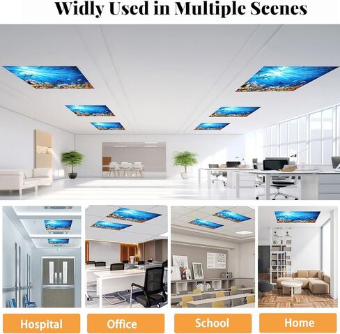 2 Pcs Fluorescent Light Cover Classroom Lighting Cover with 10 Magnets Light Filter Magnetic Ceiling Panel Decoration 2 x 4 ft Reduce Glare for Office School (Ocean Animals) in Saudi Arabia