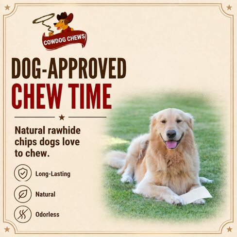 Natural Rawhide Chips – Premium Long-Lasting Dog Treats with Thick Cut Beef Hides (5 Lb) in Saudi Arabia