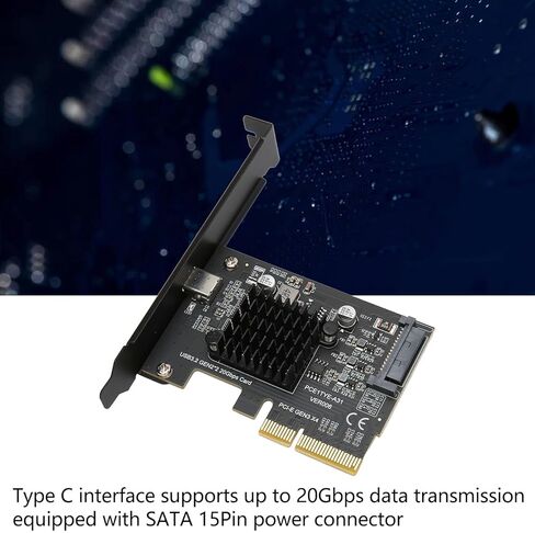 Cryfokt USB 3.2 Gen 2 Expansion Card, PCIe to Type C Adapter with 15Pin Power Connector, 20Gbps Data Transfer, forWindows10Windows11 32 64bit Desktop PC in Saudi Arabia