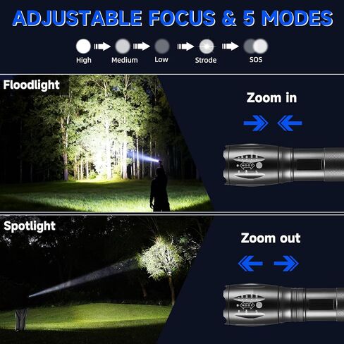 8 Pack Small Flashlight Powerful, 5 Modes Bright LED Flashlights High Lumens, Mini Flashlights for Home, Flash light for Emergency, Adjustable Pocket Tactical Flashlight Camping, Outdoor Torch Lights in Saudi Arabia