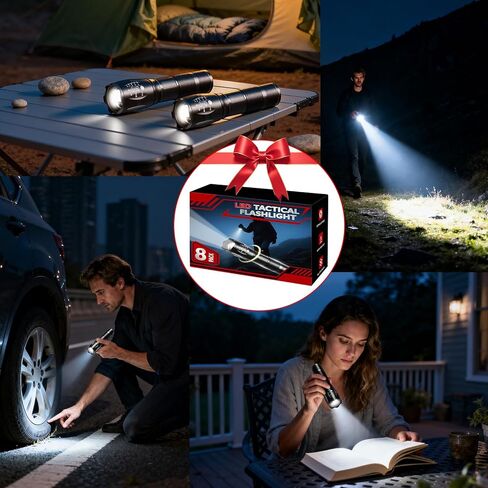 8 Pack Small Flashlight Powerful, 5 Modes Bright LED Flashlights High Lumens, Mini Flashlights for Home, Flash light for Emergency, Adjustable Pocket Tactical Flashlight Camping, Outdoor Torch Lights in Saudi Arabia