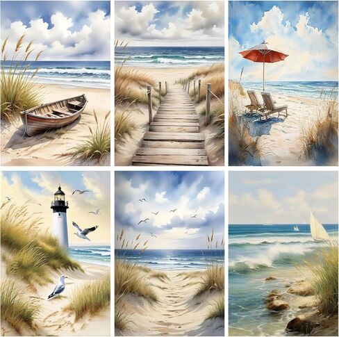 uuxsretaio 6 Pack Paint by Numbers Kit for Adults Beginners, DIY Acrylic Paint by Number Kits On Canvas, Bathroom and Flowers Adult Paint by Number for Home Wall Decor 9.8x13.7 Inch (Without Frame) in Saudi Arabia