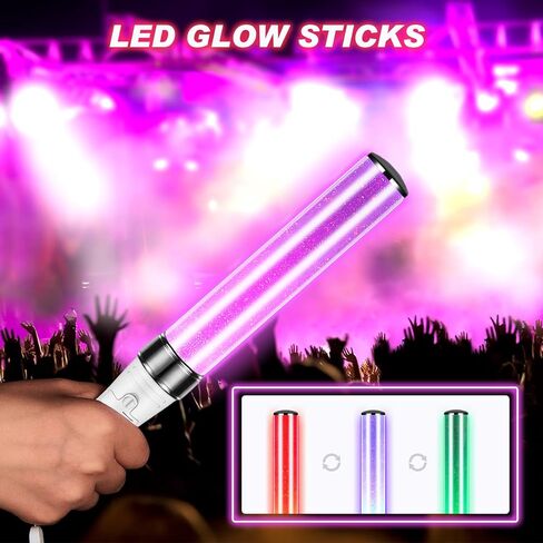 6 قطع من Lewtemi عصا إضاءة LED K-pop 15 لونًا قابلة لإعادة الاستخدام عصا الحفلات الموسيقية J-pop، وضع يدوي وتلقائي، عصي توهج وامضة من أيدول لوازم الحفلات للتخييم في حالات الطوارئ in Saudi Arabia