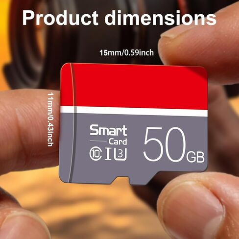 50GB MicroSD Memory Card with Adapter, A1, C10, U1, 150MB/s Read for Dashcams Security Cameras Tablets Phones, Full HD Video, Gray in Saudi Arabia