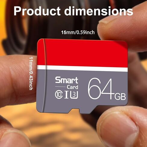 64GB MicroSD Card with Adapter, A1, C10, U1, 150MB/s Read for Smartphone, Tablet, Gaming, Full HD Video, Gray in Saudi Arabia