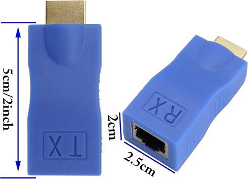 HDMI Extender by cat.6/6e Cable,1080P HDMI Male to RJ45 Female Converter 4k Network ethernet Adapter,cat5 to hdmi Converter,Apply to HDTV,DVD,PS4,Set-top Boxes,projectors,etc.(2Pack (Blue) in Saudi Arabia