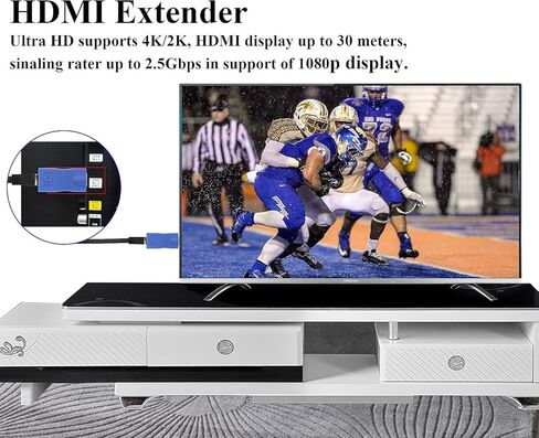 HDMI Extender by cat.6/6e Cable,1080P HDMI Male to RJ45 Female Converter 4k Network ethernet Adapter,cat5 to hdmi Converter,Apply to HDTV,DVD,PS4,Set-top Boxes,projectors,etc.(2Pack (Blue) in Saudi Arabia