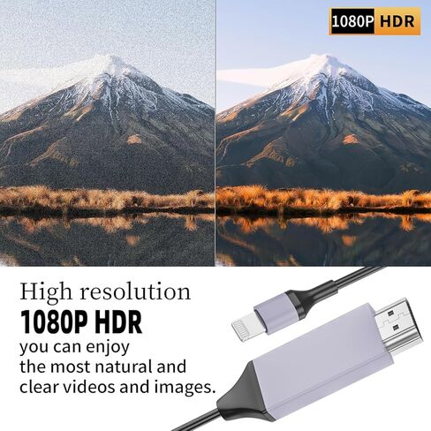 [معتمد من Apple MFi] محول كابل Lightning إلى HDMI لهاتف iPhone، 1080P Lightning إلى HDMI Digital AV سلك HDTV متوافق مع iPhone 14 13 12 11 Pro Max XS XR X 8 إلى شاشة عرض التلفزيون in Saudi Arabia
