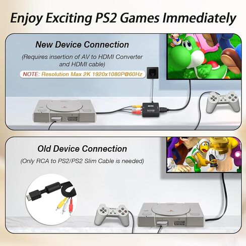 COMeap PS2 AV Cable, AV to RCA Cord Compatible with PlayStation 1/ PS2/ PS2 Slim/PSX/ PS3 Slim Console to TV/Monitor 6FT in Saudi Arabia