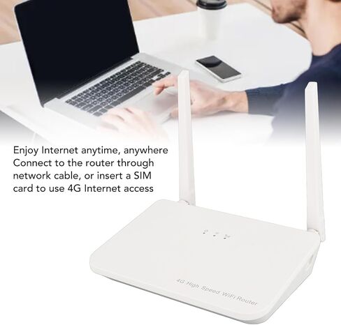 راوتر 4G LTE مع فتحة بطاقة SIM، موجهات نقطة اتصال Wi Fi متنقلة بسرعة 300 ميجا بت في الثانية مع هوائيين، منافذ LAN WAN، تدعم ما يصل إلى 32 مستخدمًا، للمكتب المنزلي (قابس الولايات المتحدة 100‑240 فولت) in Kuwait