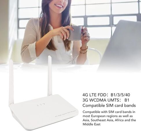 4G LTE Router with SIM Card Slot, 300Mbps Wire Less Mobile Wi Fi Hotspot Routers with 2 Antennas, LAN WAN Ports, Support Up to 32 Users, for Home Office (US Plug 100‑240V) in Saudi Arabia