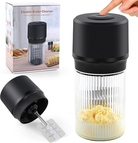 IFOLO Electric Butter Churn – One-Touch Butter Maker in 5–10 Mins, 34oz Glass Jar with High-Speed Brushless Motor, High-Speed Mixing for Creamy Results in Saudi Arabia