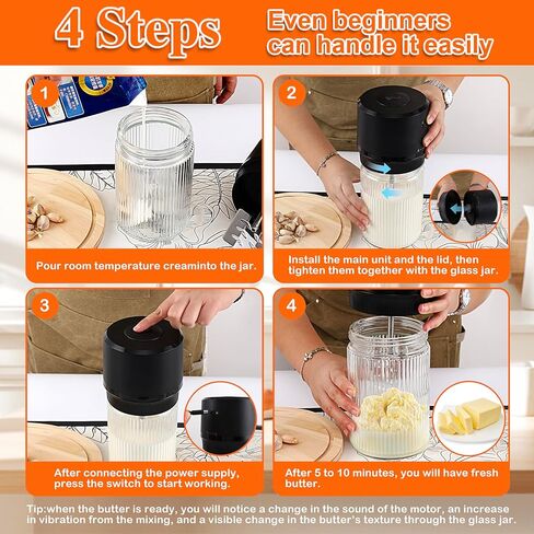IFOLO Electric Butter Churn – One-Touch Butter Maker in 5–10 Mins, 34oz Glass Jar with High-Speed Brushless Motor, High-Speed Mixing for Creamy Results in Saudi Arabia