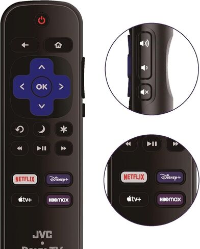جهاز تحكم عن بعد بديل من OEM متوافق مع جميع أجهزة تلفزيون JVC HDR Roku Smart LED [يعمل فقط مع تلفزيون JVC Roku، وليس لـ Roku Stick وRoku Box] (Netflix، Disney Plus، Apple TV+، HBO Max) in Kuwait