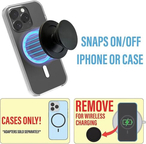 Cell Phone Grips Magnetic Collapsible Expandable Grip Stand Holder Strong Grip for Most Smartphones Black (Black) in Saudi Arabia