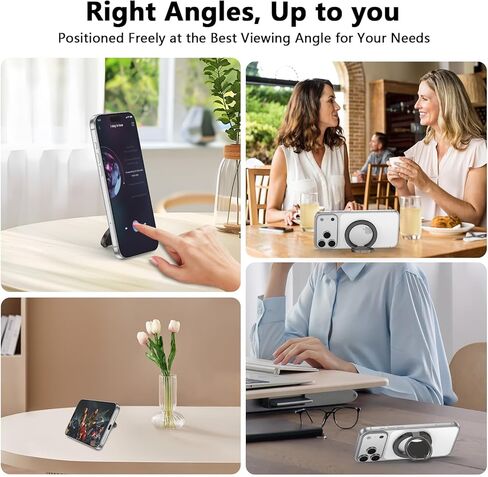 Magnetic Phone Ring Holder for Magsafe, Two-Sided Magnet Gym Finger Ring Kickstand Cell Phone Grip Stand for iPhone 17 16 15 14 13 12 Pro Max, Android Samsung, Compatible for Magnetic Car Mount, Black in Saudi Arabia