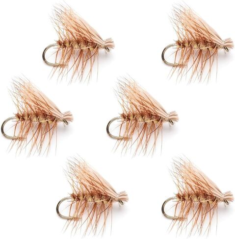 The Fly Fishing Place Yellow Elk Hair Caddis Classic Trout Dry Fly - Set of 6 Flies Size 18 in Saudi Arabia
