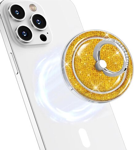 حلقة هاتف مغناطيسية لـ MagSafe، مسند قبضة الهاتف، حامل حلقة الإصبع متوافق مع iPhone 17 16 15 14 13 12 Pro Max Plus وحافظة الهاتف - أسود لامع in Kuwait