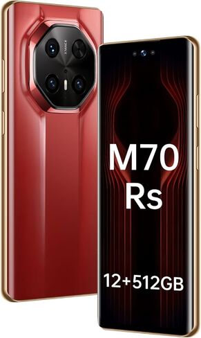 Unlocked Cell Phone M70 RS Smartphone 12GB+512GB Android Phone 48MP+108MP Camera 7-inch HD Screen Mobile Phone 5G Dual SIM (Red) in Saudi Arabia
