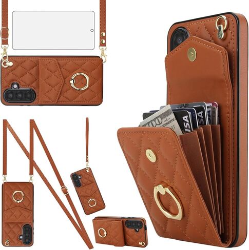 Asuwish Phone Case for Samsung Galaxy A17/A26 5G Wallet Cell Cover with Tempered Glass Screen Protector Crossbody Wrist Strap Ring RFID Blocking Card Holder A 17 26 17A 26A 4G Women Men Girls Black in Saudi Arabia
