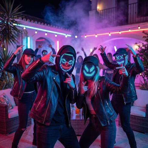 Kid Led Mask with Music Gesture Sensing Transforming Face,Light Up Luminous Digital Glow Masks for Halloween Christmas Birthday Party in Saudi Arabia