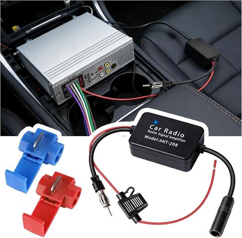 12V 25 db Car Antenna Booster,AM FM Signal Booster for Signal Enhancement & Noise Reduction,Universal AM FM Antenna Boosters for Car Stereo,Media,Radio,Audio,Head Unit Receiver in Saudi Arabia
