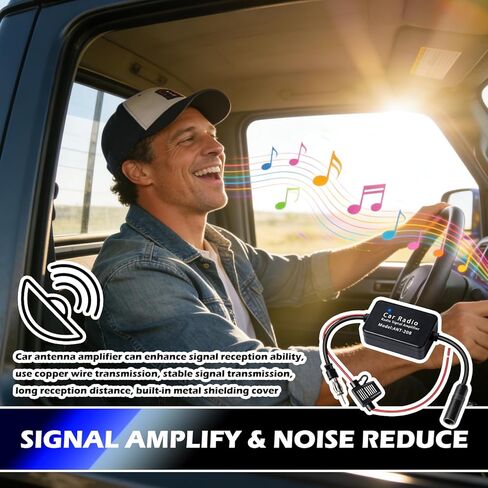 12V 25 db Car Antenna Booster,AM FM Signal Booster for Signal Enhancement & Noise Reduction,Universal AM FM Antenna Boosters for Car Stereo,Media,Radio,Audio,Head Unit Receiver in Saudi Arabia