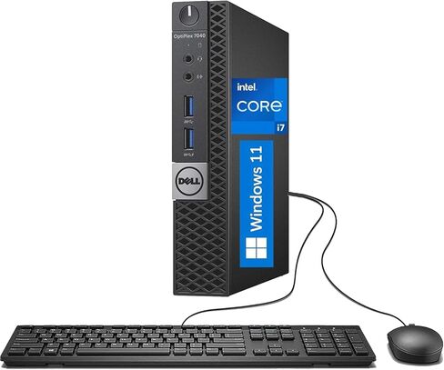 Dell Optiplex 7040 Mini PC Windows 11، Intel Core i7-6700T، ذاكرة الوصول العشوائي 8 جيجابايت، 256 جيجابايت SSD، لوحة المفاتيح، HDMI، دعم 4K (متجدد) in Kuwait