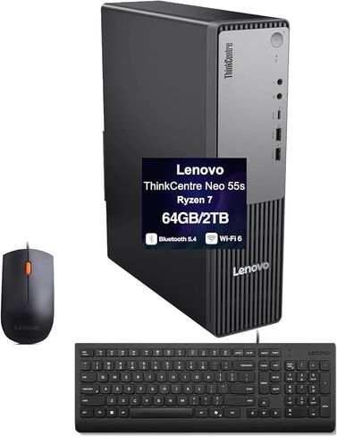 Lenovo ThinkCentre Neo 55s Business Mini Desktop (AMD Ryzen 7 250, AMD Radeon 780M, 16GB DDR5, 512GB PCIe SSD, WiFi 6, Bluetooth 5.4, 200W PSU, RJ-45, 1 Display Port, 1 x HDMI 2.1, Win 11 Pro) in Saudi Arabia