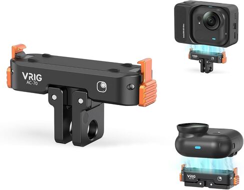 VRIG Magnetic Quick Release Adapter Mount Compatible with Insta360 GO Ultra,Aluminum Alloy Camera Mount Adapter with 1/4" Screw Hole/Foldable Connector Port for Tripods & Selfie Sticks, Vlogging in Saudi Arabia