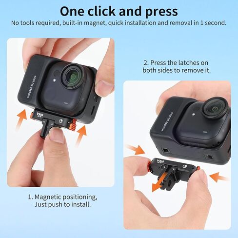 VRIG Magnetic Quick Release Adapter Mount Compatible with Insta360 GO Ultra,Aluminum Alloy Camera Mount Adapter with 1/4" Screw Hole/Foldable Connector Port for Tripods & Selfie Sticks, Vlogging in Saudi Arabia