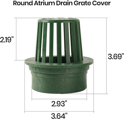 (3-Pack) Calvana 3" Round Atrium Drain Grate Cover, Compatible with NDS 78A, Fits 4" Sewer and Drain Pipe Fittings, Perfect for Small Lawns, Landscaping, Patios, Extra Tough Polyethylene, Green in Saudi Arabia