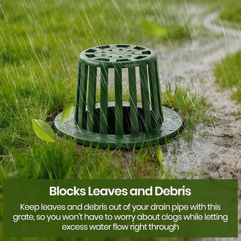 (3-Pack) Calvana 3" Round Atrium Drain Grate Cover, Compatible with NDS 78A, Fits 4" Sewer and Drain Pipe Fittings, Perfect for Small Lawns, Landscaping, Patios, Extra Tough Polyethylene, Green in Saudi Arabia