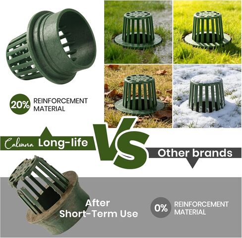 (3-Pack) Calvana 3" Round Atrium Drain Grate Cover, Compatible with NDS 78A, Fits 4" Sewer and Drain Pipe Fittings, Perfect for Small Lawns, Landscaping, Patios, Extra Tough Polyethylene, Green in Saudi Arabia